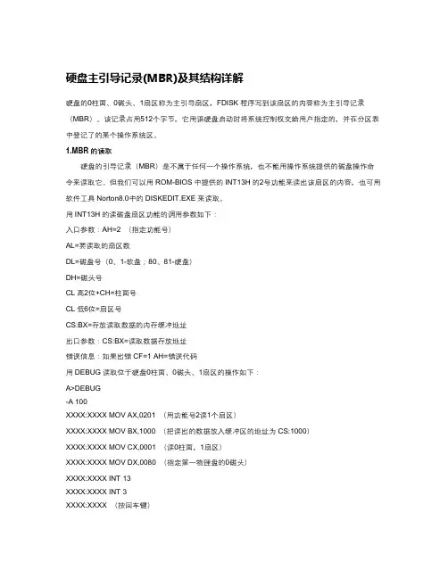 硬盘主引导记录(MBR)及其结构详解