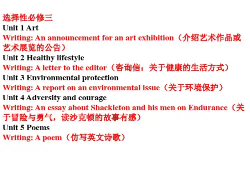 Unit1-5各单元应用文写作课件-高三英语一轮复习人教版选择性