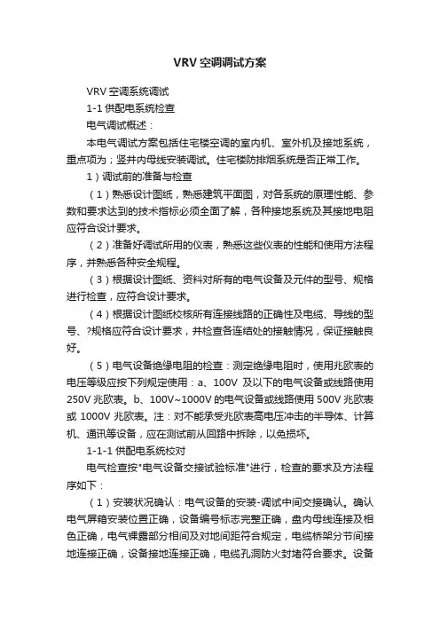 VRV空调调试方案