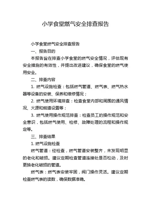 小学食堂燃气安全排查报告