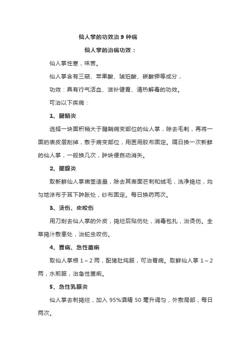 仙人掌的功效治9种病