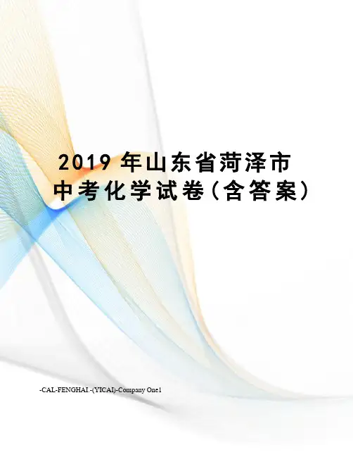 2019年山东省菏泽市中考化学试卷(含答案)