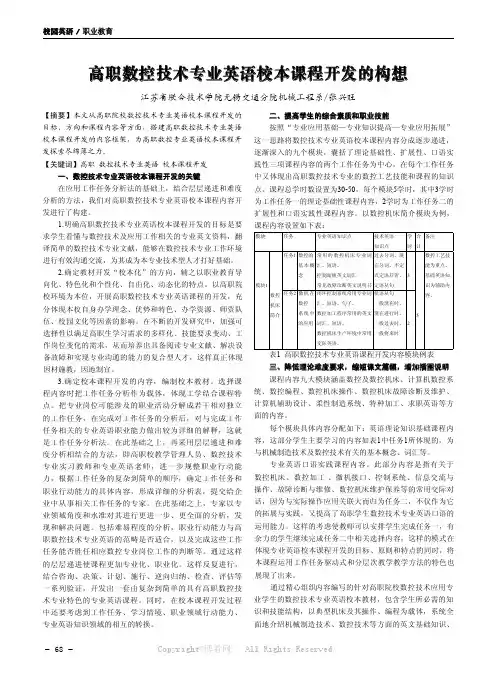 高职数控技术专业英语校本课程开发的构想