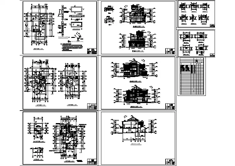 某地区大型全套别墅建筑施工图（共9张）