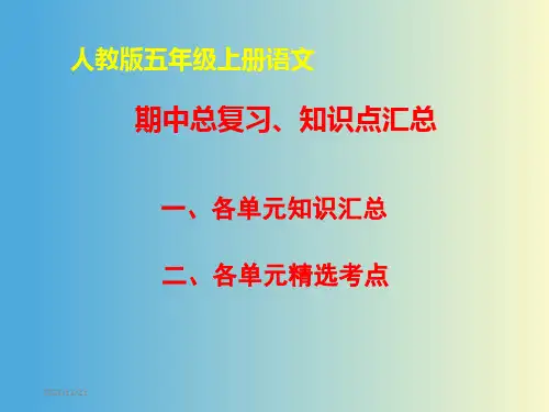 统编-部编人教版五年级《语文》上册期中知识点汇总-复习资料-总复习