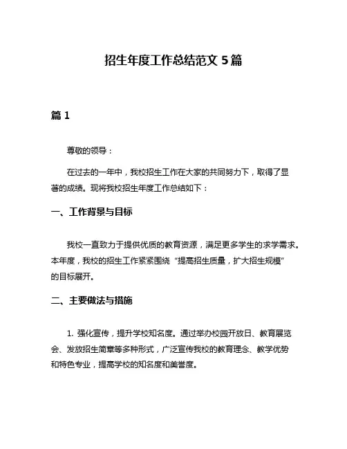 招生年度工作总结范文5篇