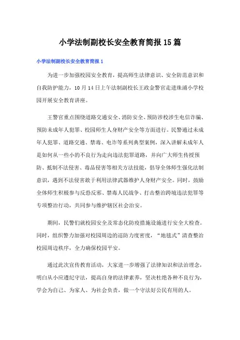 小学法制副校长安全教育简报15篇
