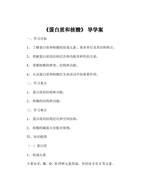 《蛋白质和核酸》 导学案