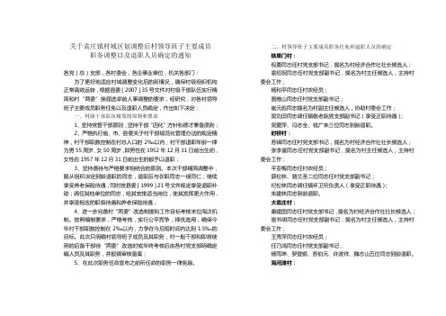 关于袁庄镇村域区划调整后村领导班子主要成员