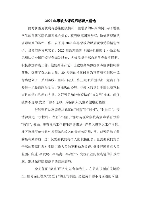 2020年思政大课观后感范文精选.doc