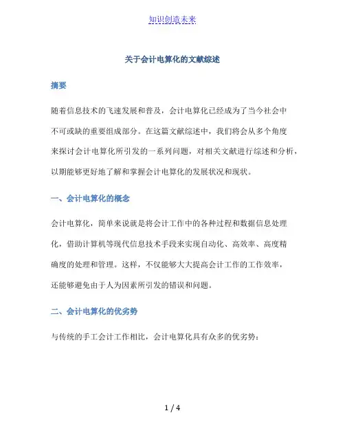 关于会计电算化的文献综述