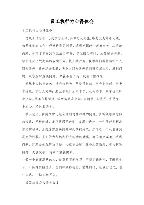 员工执行力心得体会
