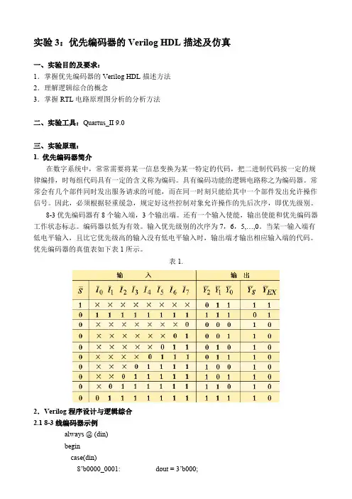 实验2-优先编码器