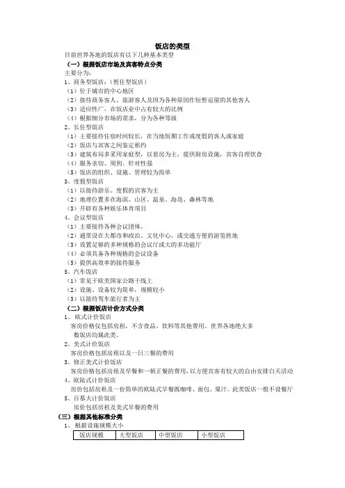 饭店的类型