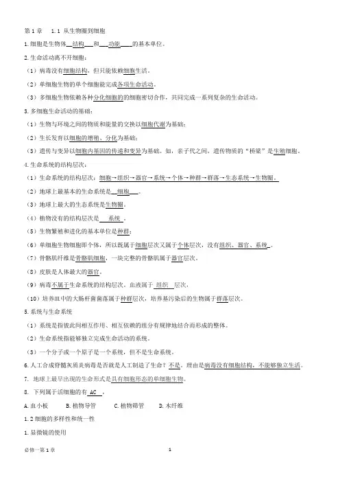必修一第1章基础知识过关