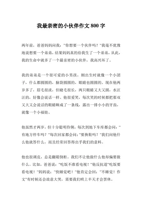 我最亲密的小伙伴作文800字
