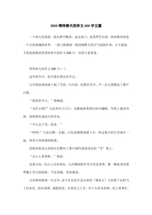 2020等待春天的作文600字五篇