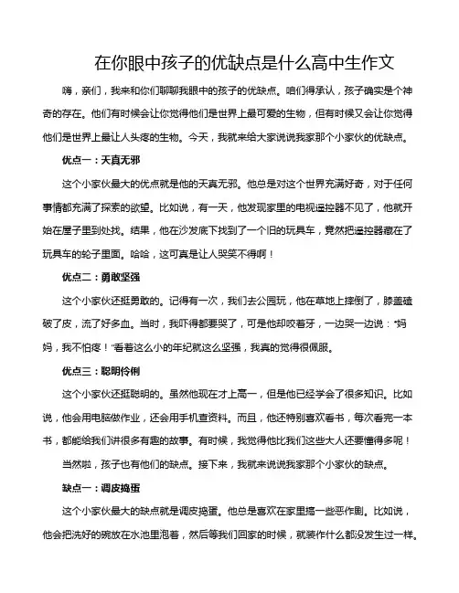 在你眼中孩子的优缺点是什么高中生作文