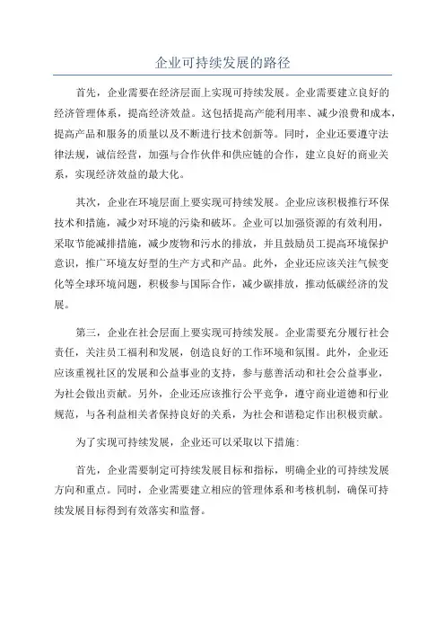 企业可持续发展的路径