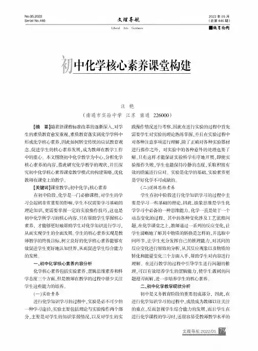 初中化学核心素养课堂构建