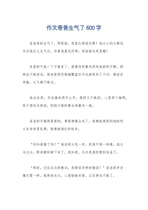 作文爸爸生气了600字