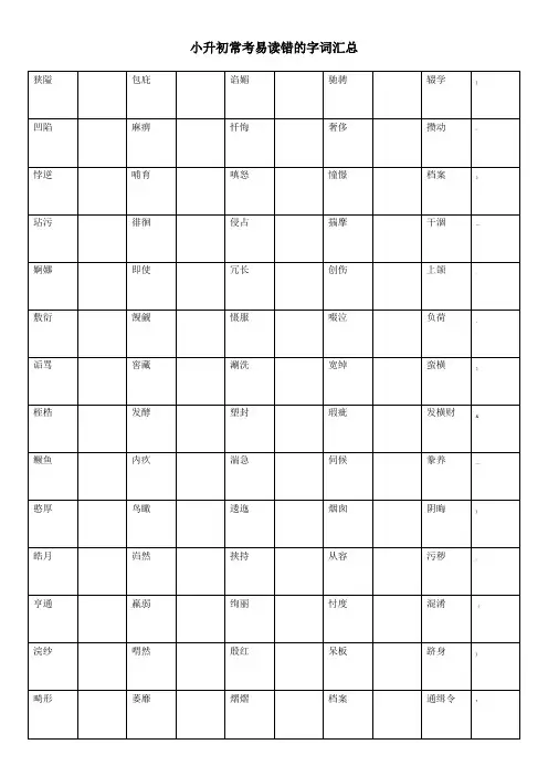 小升初常考易读错的字词汇总