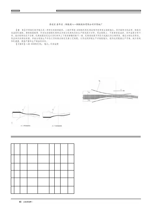 八钢4200粗轧机轧制中头部翘头原因分析及预防