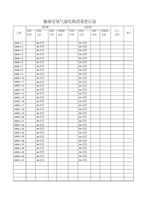 新版输液室氧气湿化瓶消毒登记表-精选.pdf