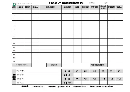 家庭保单体检表(2015版)