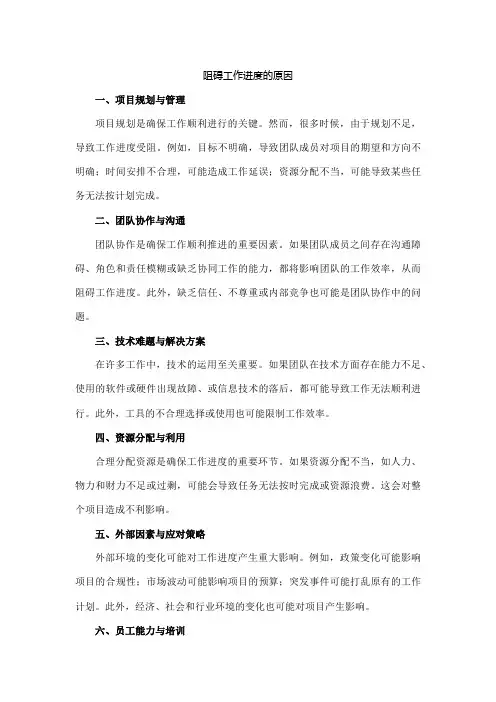 阻碍工作进度的原因