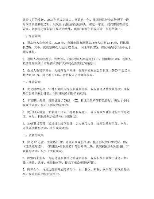 影院运营年度总结
