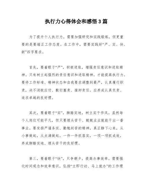 执行力心得体会和感悟3篇
