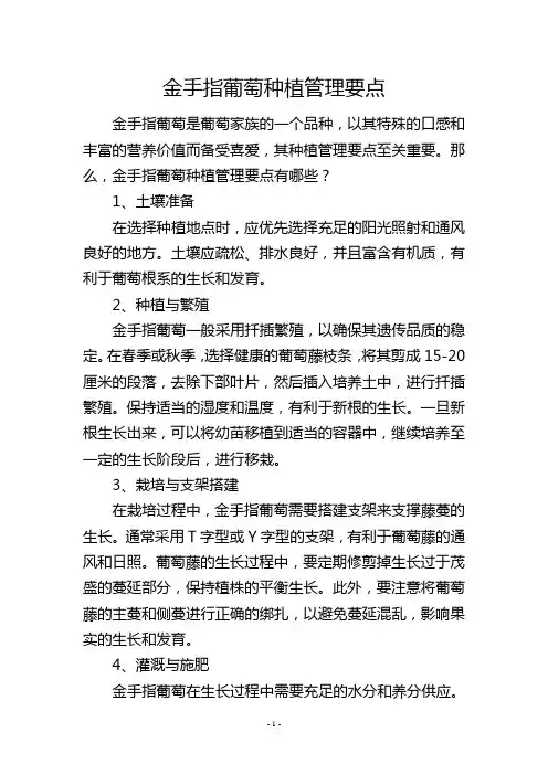 金手指葡萄种植管理要点