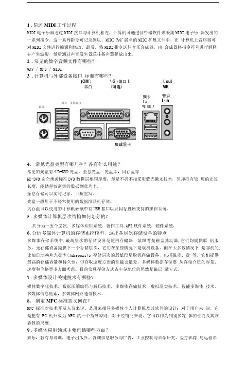 多媒体技术基础期末复习提纲(总).doc