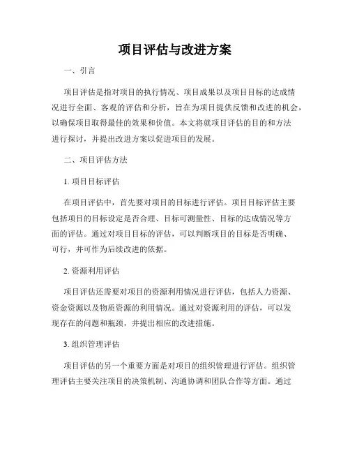 项目评估与改进方案