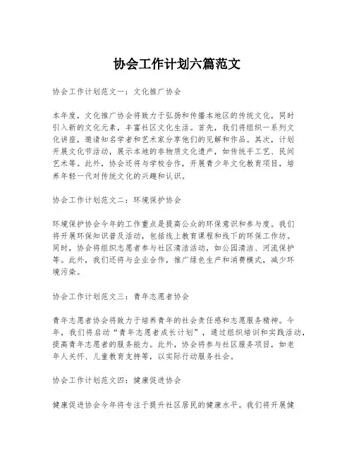 协会工作计划六篇范文