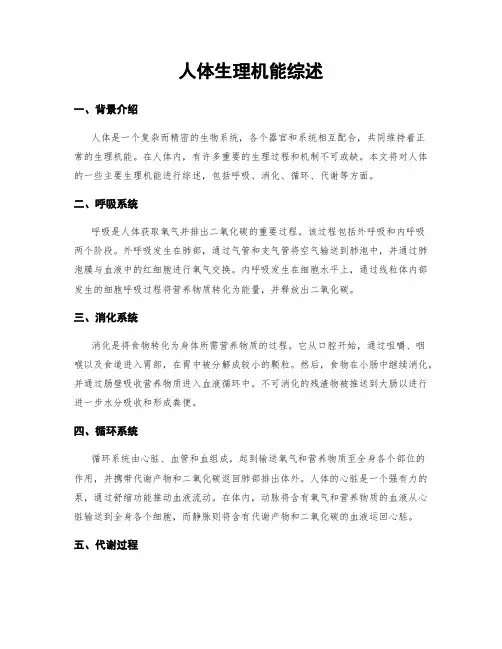 人体生理机能综述