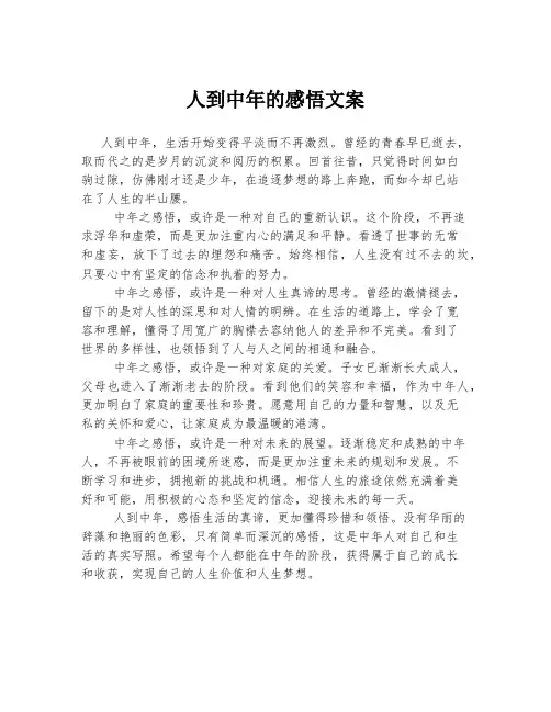 人到中年的感悟文案