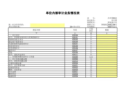 内审统02表_单位内部审计业务情况表