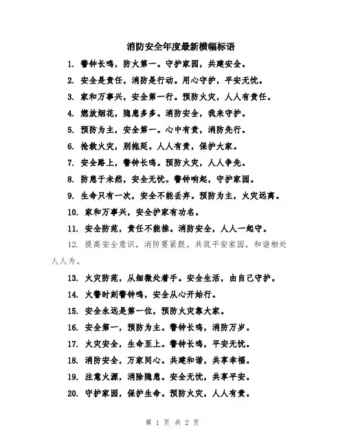 消防安全年度最新横幅标语