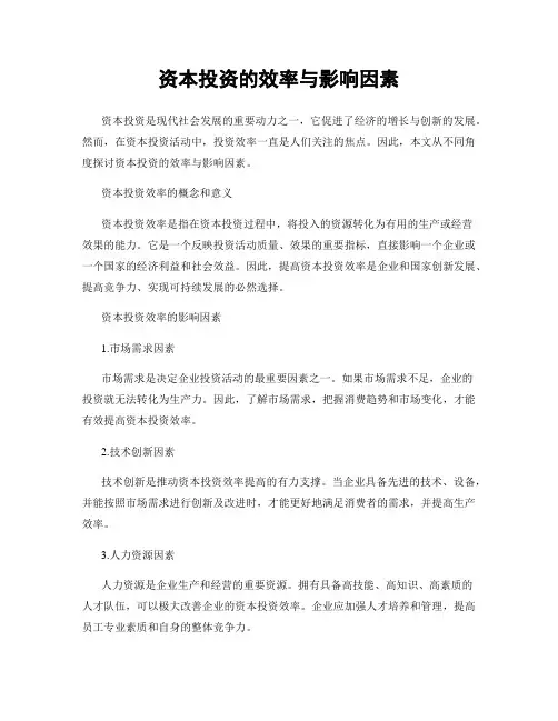 资本投资的效率与影响因素