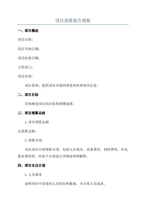 项目预算报告模板 2