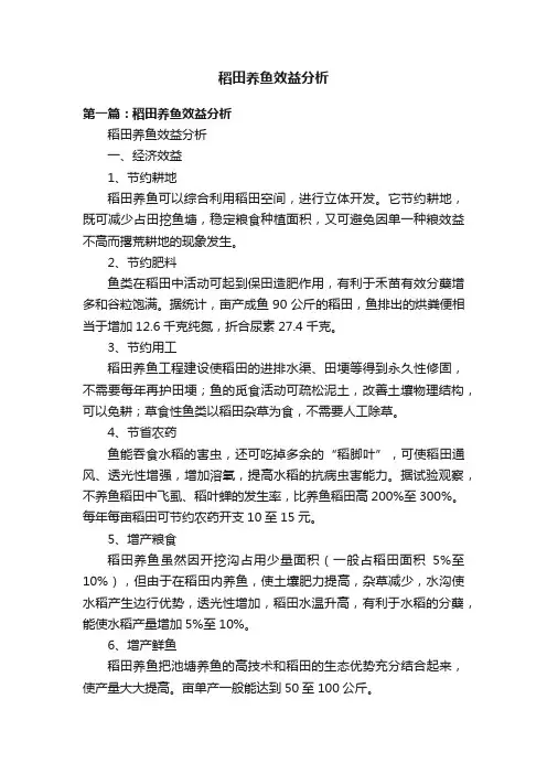 稻田养鱼效益分析