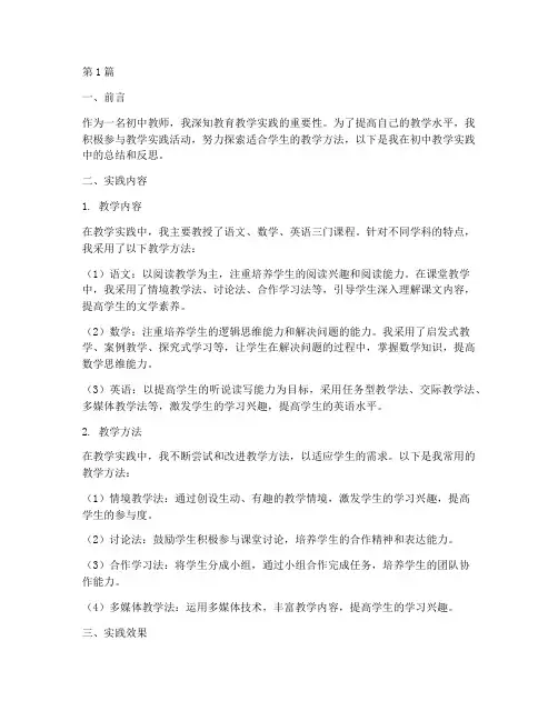 教学实践报告初中(3篇)