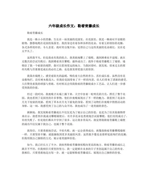 六年级成长作文：勒着青藤成长