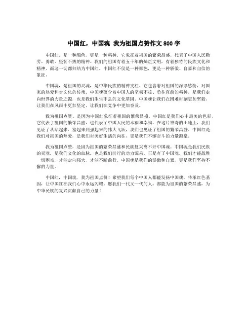 中国红,中国魂 我为祖国点赞作文800字