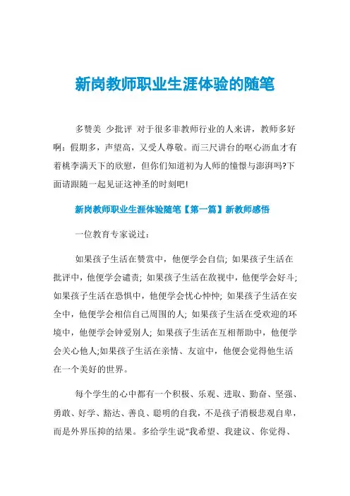 新岗教师职业生涯体验的随笔