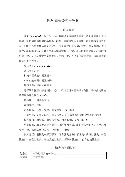 脑炎 病情说明指导书