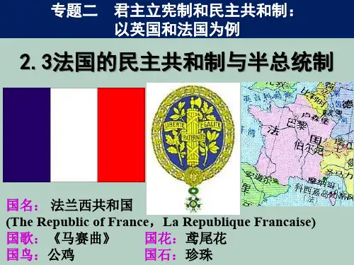 高中政治人教版选修3课件2.3法国的民主共和制与半总统制(共28张PPT)