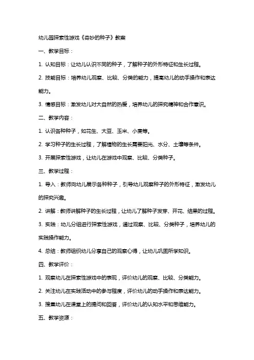 幼儿园探索性游戏《奇妙的种子》教案